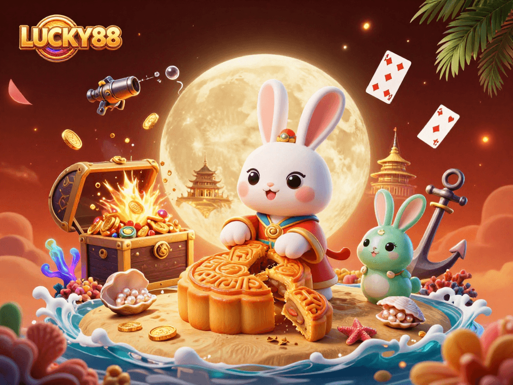 Experience the excitement at LUCKY88 with a vibrant casino-themed illustration showcasing a dynamic scene of fortune.