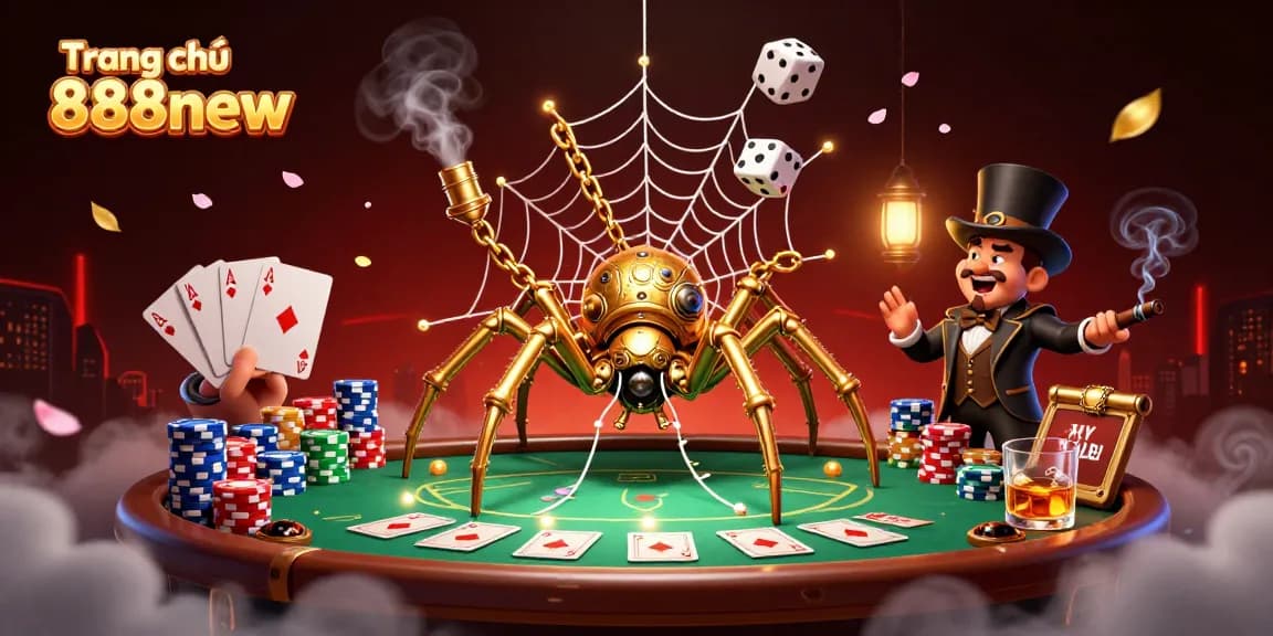 Experience winning moments with Trang chủ 888new as steampunk spider weaves its casino web.