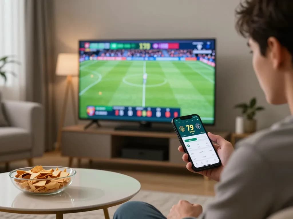 79KING sports betting enthusiast engaged in live match betting from home.