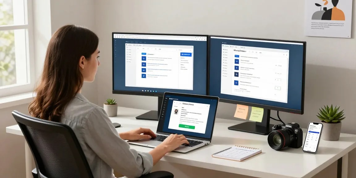 WPS Download scene showing a user easily downloading WPS Office software in a modern workspace.