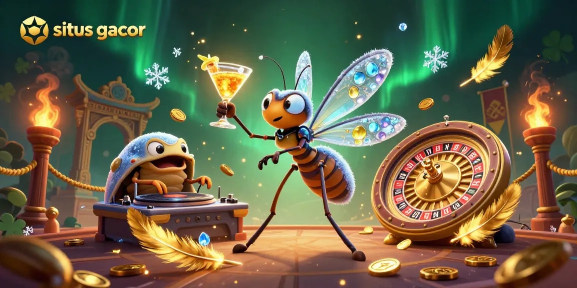 Engage with the vibrant world of situs gacor through this immersive 3D casino illustration featuring playful characters and dynamic elements.