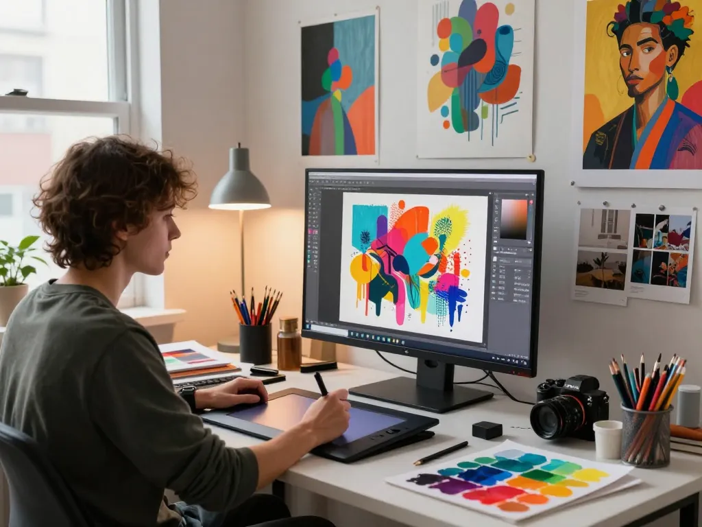 AI porn and digital art studio where an artist creates compelling images with technology.