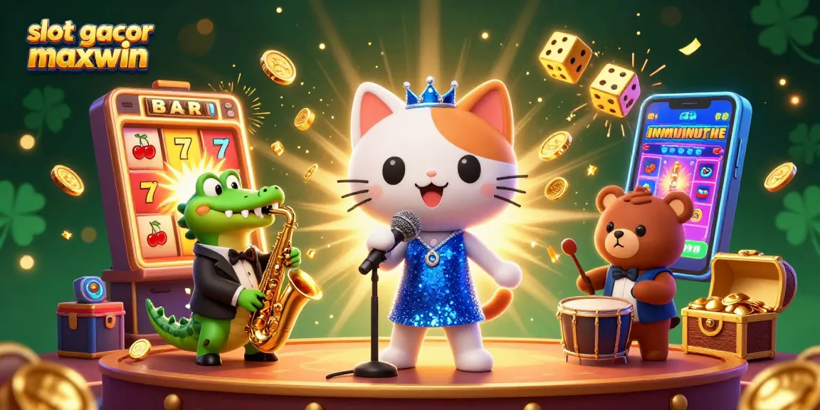 Experience thrilling jackpots with slot gacor maxwin in this vibrant casino scene featuring lively characters and dynamic game elements.