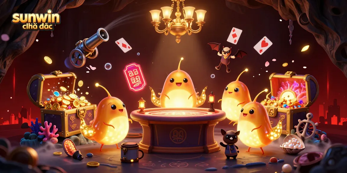 Engage with sunwin chính thức at our vibrant casino, featuring glowworms and a bat dealer in a magical scene.