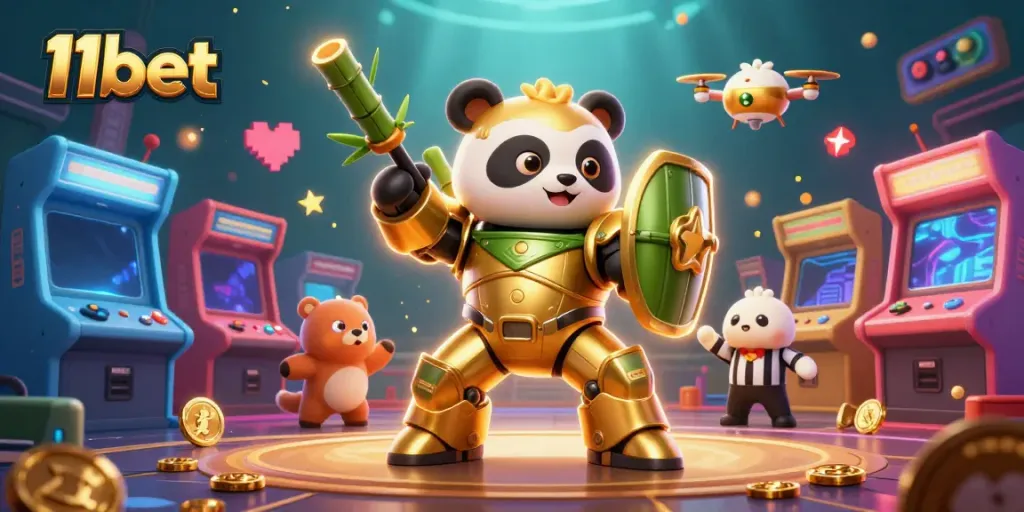 Experience thrilling gaming at 11bet with vibrant 3D casino illustration.