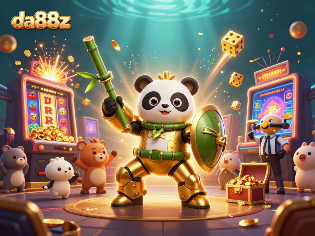 Engage in exciting slot games at da88z, featuring vibrant 3D characters and dynamic casino elements.