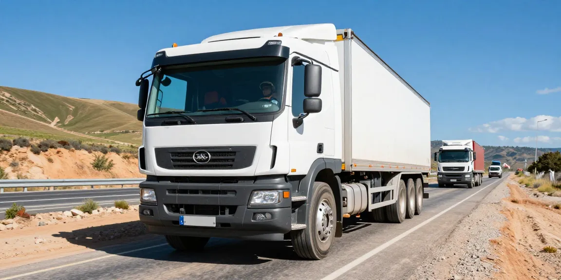 Commercial truck showcasing performance with Double Coin RR99 tires on mixed terrain road.