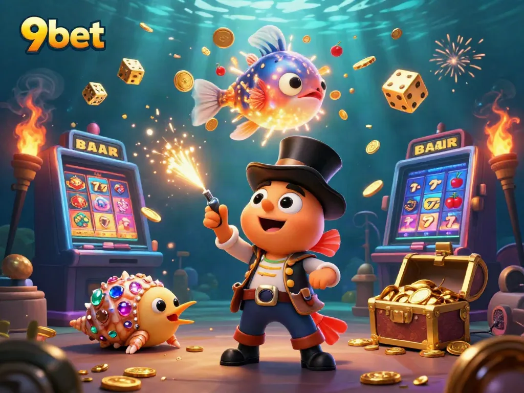 Experience thrilling gameplay at 9bet with our lucky 3D casino characters attracting golden coins.